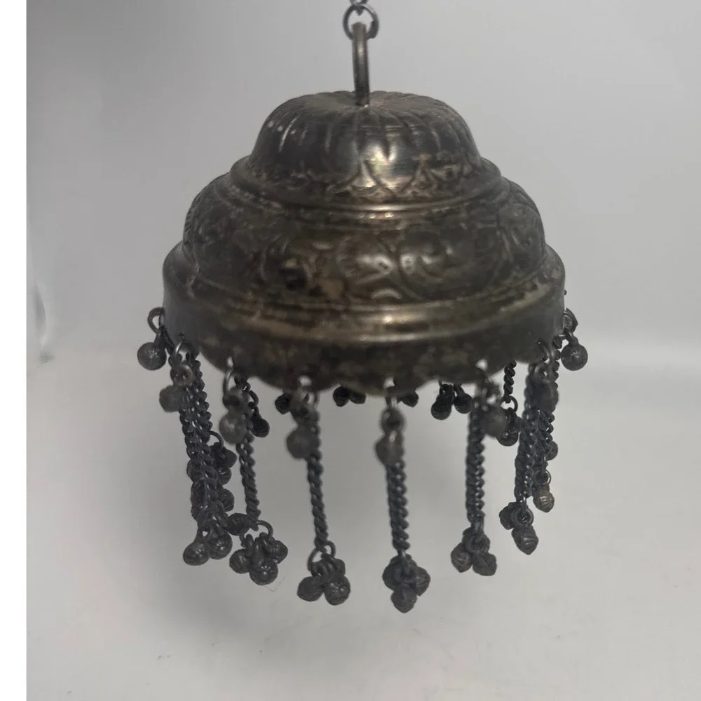 Vintage Indian Chhatra Bell Pendant Tribal Kuchi Boho Tassel with Ghungroo Bells